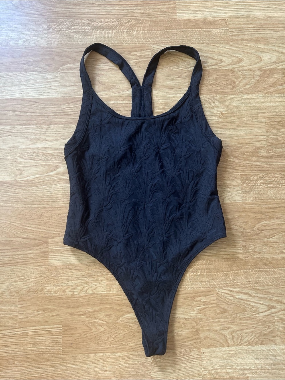 TWENTY Montréal Black Textured One-Piece Swimsuit NWT Size Large